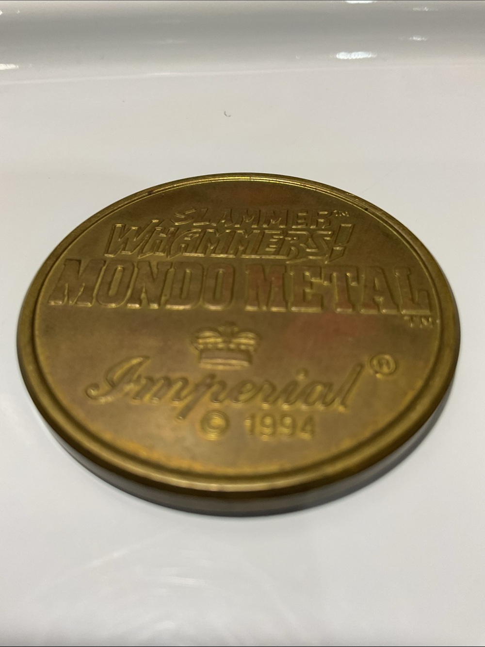 Vintage Slammer Whammers Mondo Metal Collector Coin Pog - heavy brass 1994